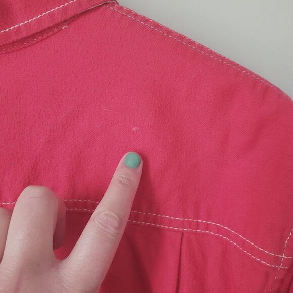 Tommy Bahama Heavyweight Cotton Red Button Down Shirt Size Large - Picture 4 of 11